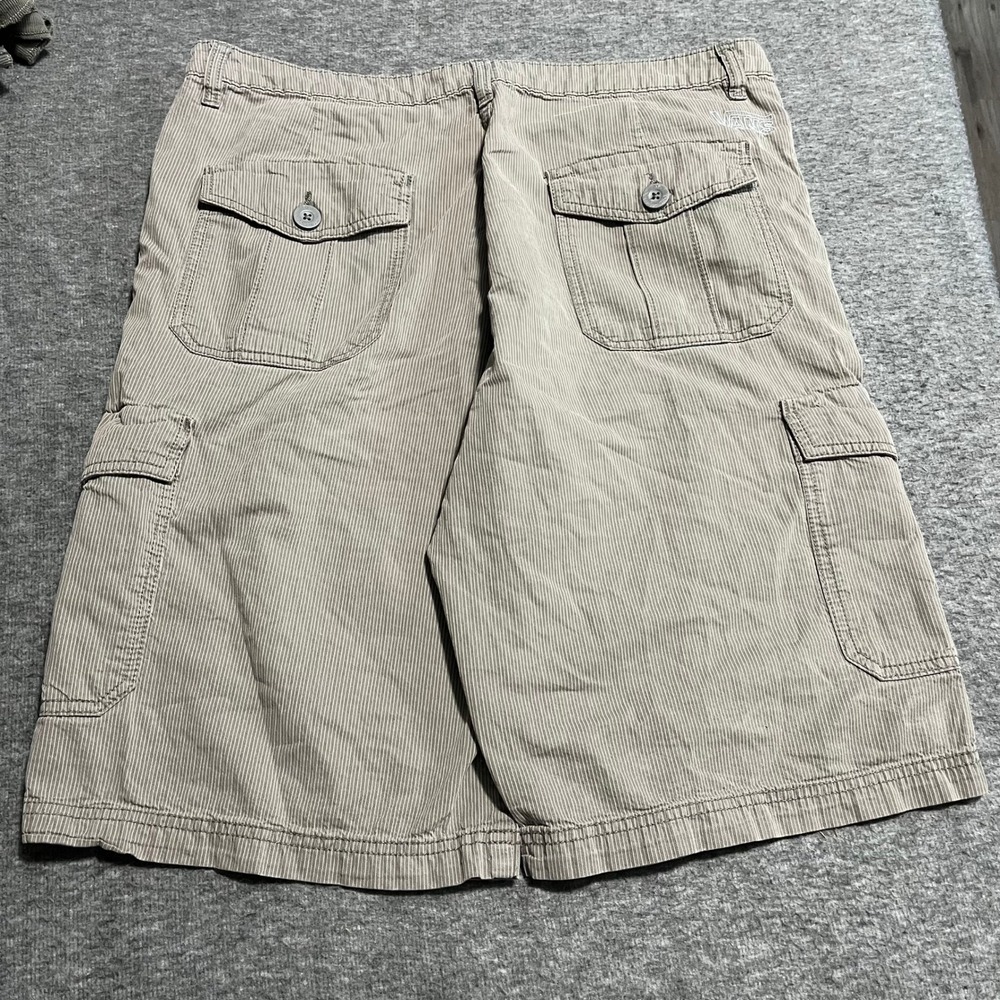 Vans Mens Hickory Stripe Cargo Shorts Khaki Tan Size 34 Skateboard Utility
